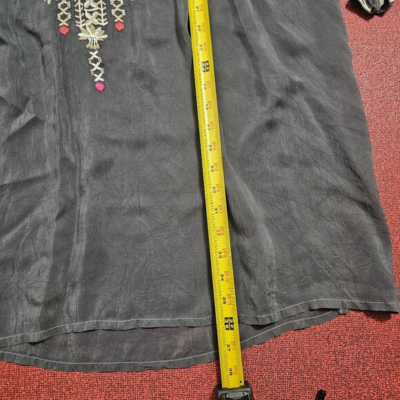 Johnny Was Arianna Floral Embroidered LS Tunic Blouse XL Gray Boho Relaxed Flowy - Picture 8 of 11